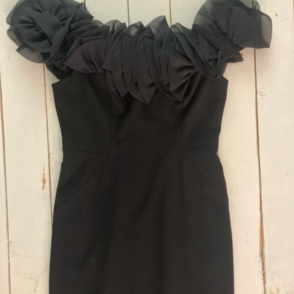 Aidan Mattox Off the Shoulder Black Dress, 2 - Picture 3 of 10